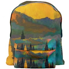 Trees Mountains Sun Sunrise Warm Red Yellow Giant Full Print Backpack by danenraven