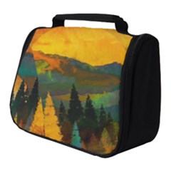 Trees Mountains Sun Sunrise Warm Red Yellow Full Print Travel Pouch (small) by danenraven