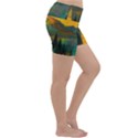 Trees Mountains Sun Sunrise Warm Red Yellow Lightweight Velour Yoga Shorts View3