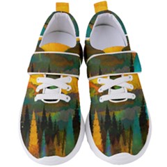 Trees Mountains Sun Sunrise Warm Red Yellow Women s Velcro Strap Shoes by danenraven