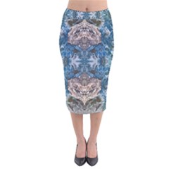 Turquoise Symmetry Velvet Midi Pencil Skirt by kaleidomarblingart