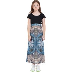 Turquoise Symmetry Kids  Flared Maxi Skirt by kaleidomarblingart