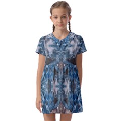 Turquoise Symmetry Kids  Asymmetric Collar Dress by kaleidomarblingart