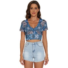 Turquoise Symmetry V-neck Crop Top