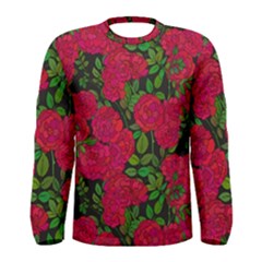 Seamless-pattern-with-colorful-bush-roses Men s Long Sleeve Tee