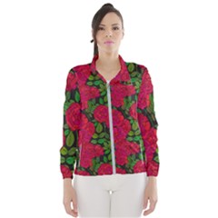 Seamless-pattern-with-colorful-bush-roses Women s Windbreaker