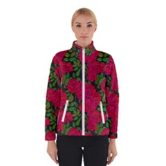 Seamless-pattern-with-colorful-bush-roses Women s Bomber Jacket