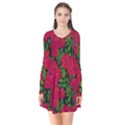 Seamless-pattern-with-colorful-bush-roses Long Sleeve V-neck Flare Dress View1