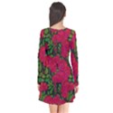 Seamless-pattern-with-colorful-bush-roses Long Sleeve V-neck Flare Dress View2