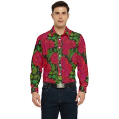 Seamless-pattern-with-colorful-bush-roses Men s Long Sleeve  Shirt by BangZart