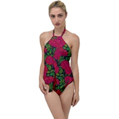 Seamless-pattern-with-colorful-bush-roses Go With The Flow One Piece Swimsuit by BangZart