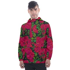 Seamless-pattern-with-colorful-bush-roses Men s Front Pocket Pullover Windbreaker by BangZart