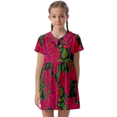 Seamless-pattern-with-colorful-bush-roses Kids  Asymmetric Collar Dress by BangZart