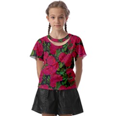 Seamless-pattern-with-colorful-bush-roses Kids  Front Cut Tee by BangZart