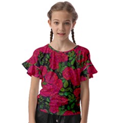 Seamless-pattern-with-colorful-bush-roses Kids  Cut Out Flutter Sleeves by BangZart