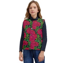 Seamless-pattern-with-colorful-bush-roses Kid s Short Button Up Puffer Vest	