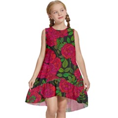 Seamless-pattern-with-colorful-bush-roses Kids  Frill Swing Dress by BangZart