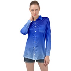 Sea Blue Long Sleeve Satin Shirt