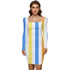 Stripes-g9dd87c8aa 1280 Women Long Sleeve Ruched Stretch Jersey Dress by Smaples