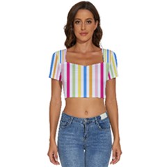 Stripes-g9dd87c8aa 1280 Short Sleeve Square Neckline Crop Top  by Smaples