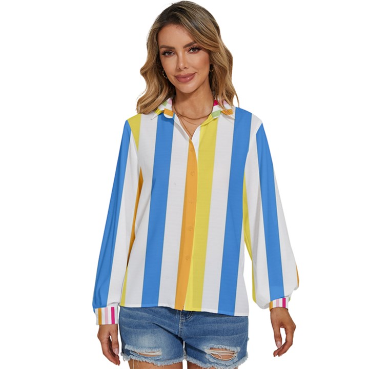 Stripes-g9dd87c8aa 1280 Women s Long Sleeve Button Down Shirt