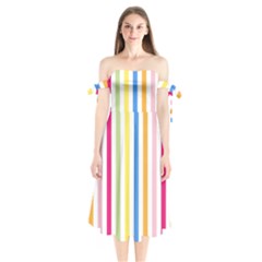 Striped Shoulder Tie Bardot Midi Dress by Smaples