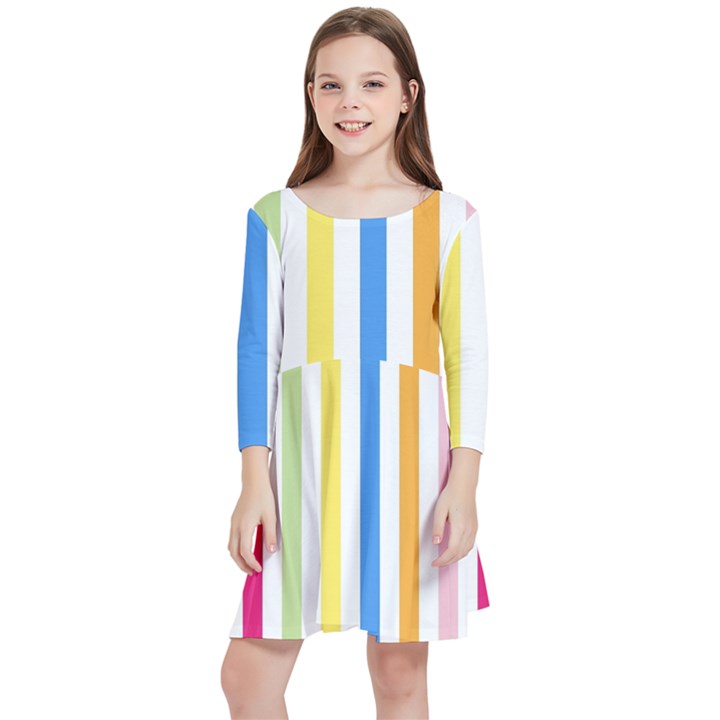 Striped Kids  Quarter Sleeve Skater Dress