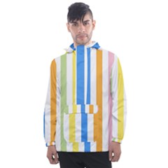 Striped Men s Front Pocket Pullover Windbreaker