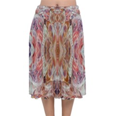 Pastels Kaleidoscope Velvet Flared Midi Skirt by kaleidomarblingart