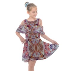 Pastels Kaleidoscope Kids  Shoulder Cutout Chiffon Dress by kaleidomarblingart