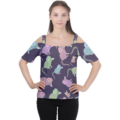 Animals Mouse Cartoon Cutout Shoulder Tee by artworkshop