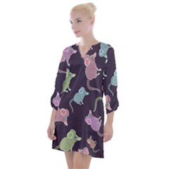 Animals Mouse Cartoon Open Neck Shift Dress by artworkshop