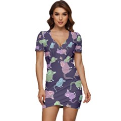 Animals Mouse Cartoon Low Cut Cap Sleeve Mini Dress by artworkshop