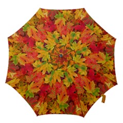 Autumn Background Maple Leaves Hook Handle Umbrellas (medium) by artworkshop