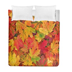 Autumn Background Maple Leaves Duvet Cover Double Side (full/ Double Size) by artworkshop