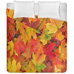 Autumn Background Maple Leaves Duvet Cover Double Side (california King Size) by artworkshop