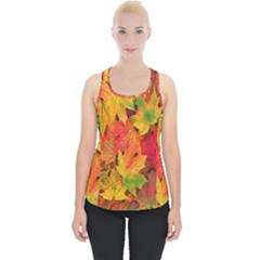 Autumn Background Maple Leaves Piece Up Tank Top by artworkshop