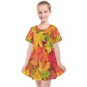 Autumn Background Maple Leaves Kids  Smock Dress View1