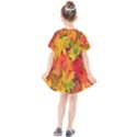 Autumn Background Maple Leaves Kids  Smock Dress View2