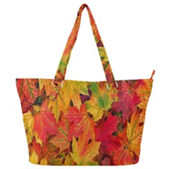 Autumn Background Maple Leaves Full Print Shoulder Bag by artworkshop