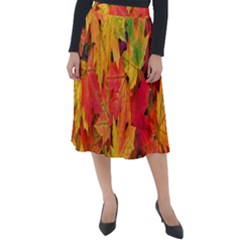 Autumn Background Maple Leaves Classic Velour Midi Skirt  by artworkshop