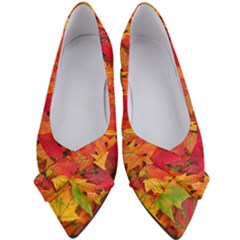 Autumn Background Maple Leaves Women s Bow Heels by artworkshop