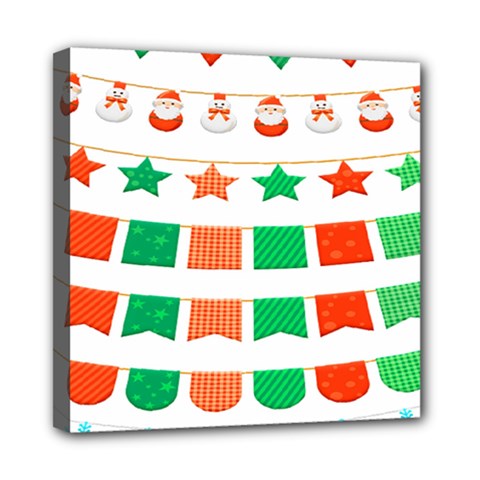 Christmas Bunting Banners Mini Canvas 8  X 8  (stretched)