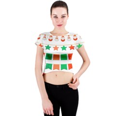 Christmas Bunting Banners Crew Neck Crop Top by artworkshop