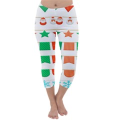 Christmas Bunting Banners Capri Winter Leggings  by artworkshop