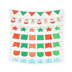 Christmas Bunting Banners Square Tapestry (small) by artworkshop