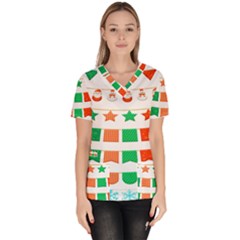 Christmas Bunting Banners Women s V-neck Scrub Top by artworkshop