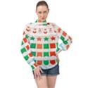 Christmas Bunting Banners High Neck Long Sleeve Chiffon Top View1