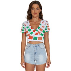 Christmas Bunting Banners V-neck Crop Top by artworkshop