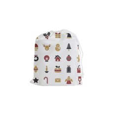 Christmas Symbols Drawstring Pouch (small) by artworkshop